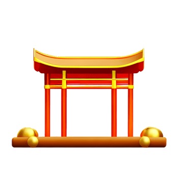 chinese new year icon gold temple gate 3d render png