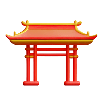 chinese new year icon gold temple gate 3d render png