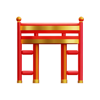 chinese new year icon gold temple gate 3d render png