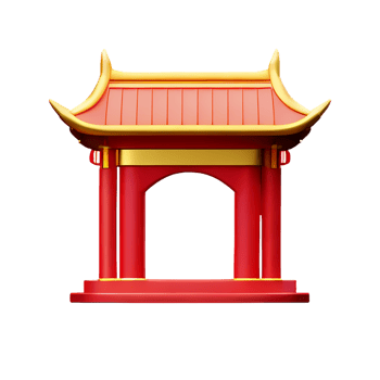 chinese new year icon gold temple gate 3d render png