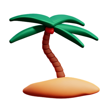 beach palm tree 3d travel and holiday illustration png