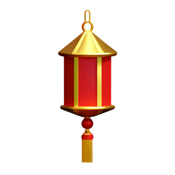 chinese new year icon square lantern 3d render png