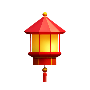chinese new year icon square lantern 3d render png