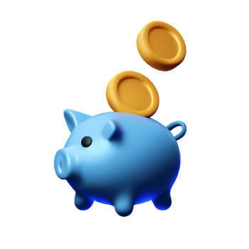cute piggy bank with dropping coin 3d render icon png