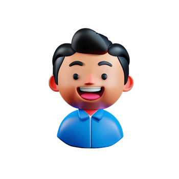 happy student boy character face 3d illustration icon png