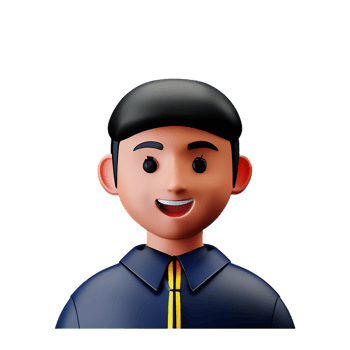 happy student boy character face 3d illustration icon png