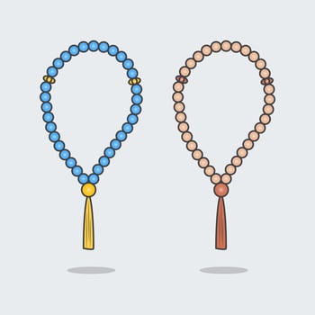 Prayer Beads Cartoon Vector Illustration. Muslim Tasbeeh Flat Icon Outline