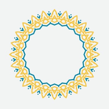 Decorative circle frame. Rounded ring with ornate ornament in oriental and arabic style antique disk with patterned vector ornament.