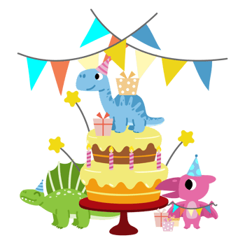 Happy Birthday Dinosaur party cake. happy dino clipart png