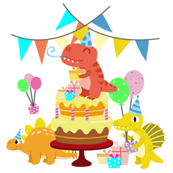 Happy Birthday Dinosaur party cake. happy dino clipart png