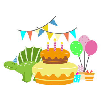 Happy Birthday Dinosaur party cake. happy dino clipart png