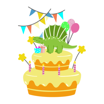 Happy Birthday Dinosaur party cake. happy dino clipart png