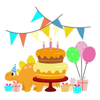 Happy Birthday Dinosaur party cake. happy dino clipart png