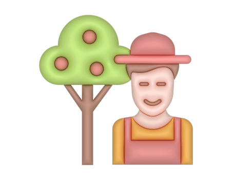 3d Gardener Farmer Man And Orchard png