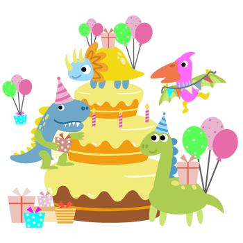 Happy Birthday Dinosaur party cake. happy dino clipart png