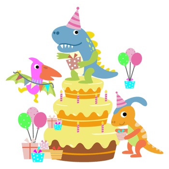 Happy Birthday Dinosaur party cake. happy dino clipart png