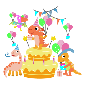 Happy Birthday Dinosaur party cake. happy dino clipart png