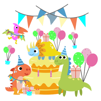 Happy Birthday Dinosaur party cake. happy dino clipart png