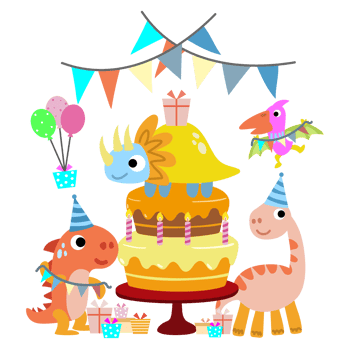 Happy Birthday Dinosaur party cake. happy dino clipart png