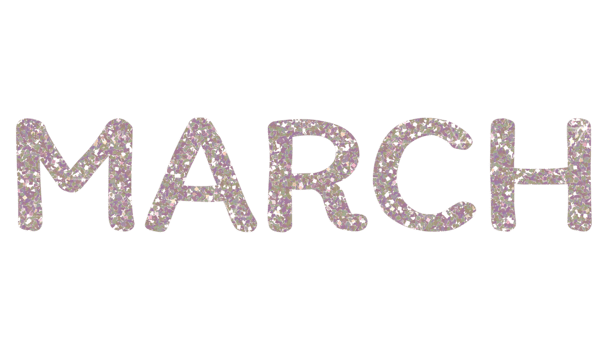 Silver glitter MARCH Letters Icon. March sign. Design for decorating, background, wallpaper, illustration. png