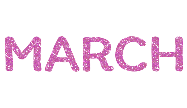 Pink glitter MARCH Letters Icon. March sign. Design for decorating, background, wallpaper, illustration. png