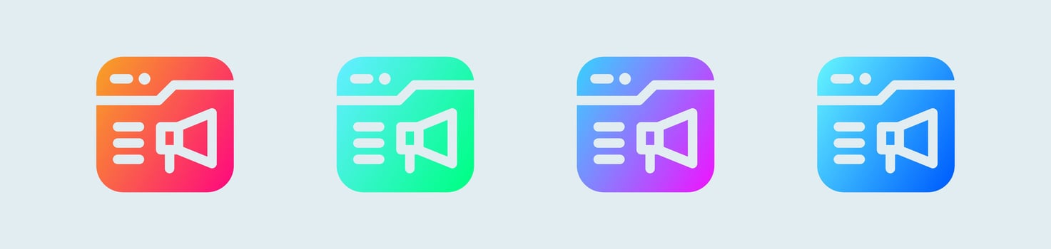 Ad solid icon in gradient colors. Advertisement signs vector illustration.