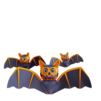3d illustration of three Halloweens bats png