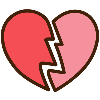 Broken heart, two halves of the heart icon. Hand drawing design style png