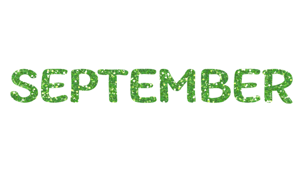Green glitter SEPTEMBER Letters Icon. September sign. Design for decorating, background, wallpaper, illustration. png