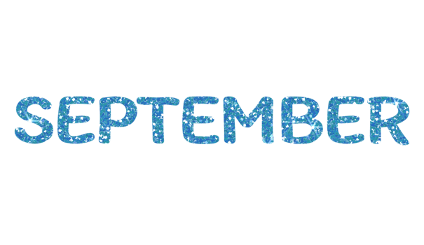 Blue glitter SEPTEMBER Letters Icon. September sign. Design for decorating, background, wallpaper, illustration. png