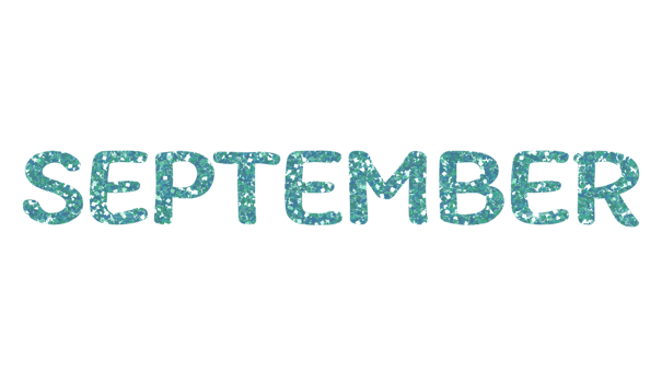 Blue glitter SEPTEMBER Letters Icon. September sign. Design for decorating, background, wallpaper, illustration. png