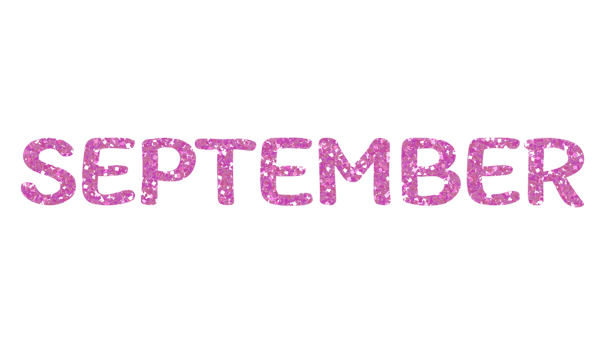 Pink glitter SEPTEMBER Letters Icon. September sign. Design for decorating, background, wallpaper, illustration. png