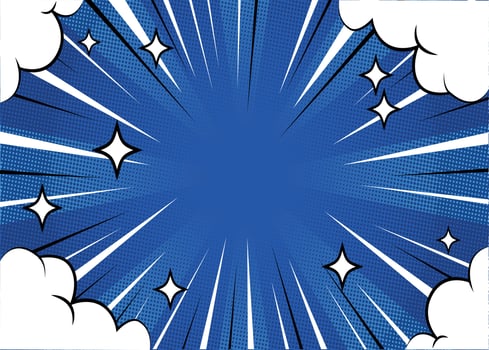 Comic  background. Vector, pop art style. Pop art comic background with cloud and star. Cartoon Vector Illustration