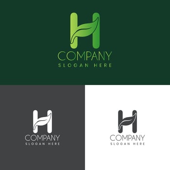 H letter with leaf creative logo design vector stock illustration