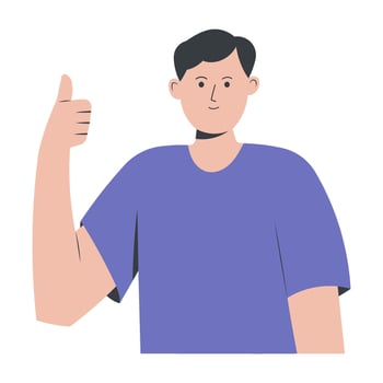 man thumbs up gesture flat illustration vector