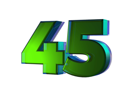 Number 45 3D render with Green color png
