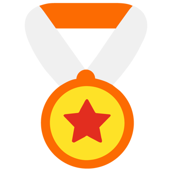 An orange medal flat icon, creatively illustrated against a pristine. Perfect for conveying themes of recognition, accomplishment, and honor in your projects png