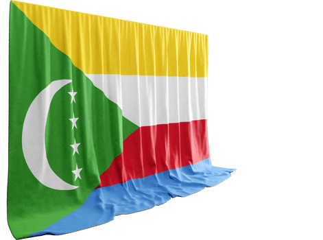 Comorian Flag Curtain in 3D Rendering Celebrating Comorian Heritage png