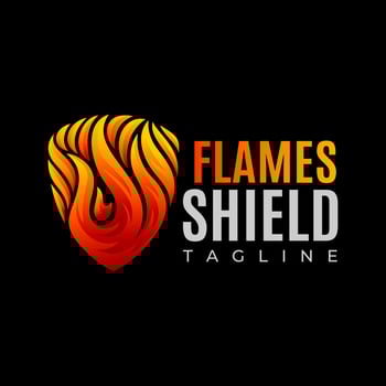 Colorful abstract flame fire shield logo design vector