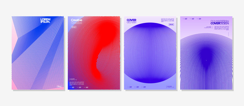 Set of modern blend line abstract poster cover design vector
