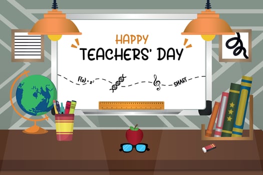 Vector Happy Teachers' Day With Classroom Themes Illustration V5