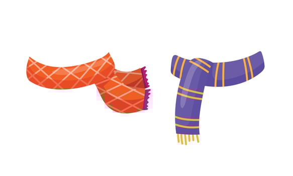 Vector illustration of a knitted scarf on a white background