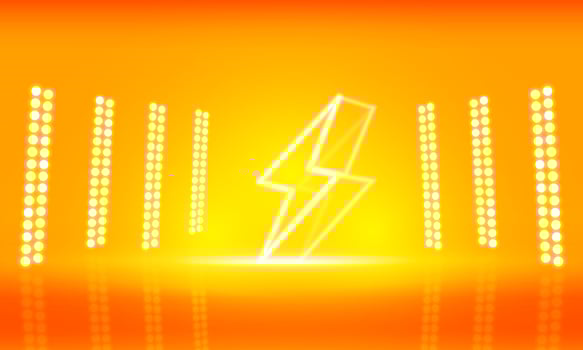 bolt golden lights on the stage light floodlights vector design.