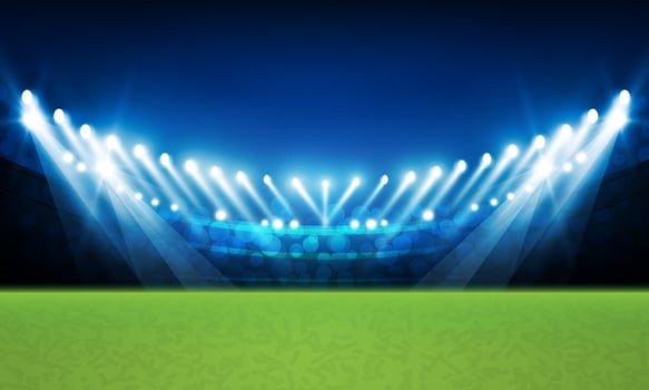 Football arena field with bright stadium lights vector design Vector illumination