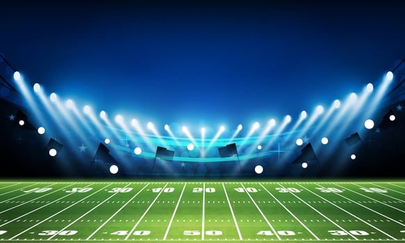 Football arena field with bright stadium lights vector design Vector illumination