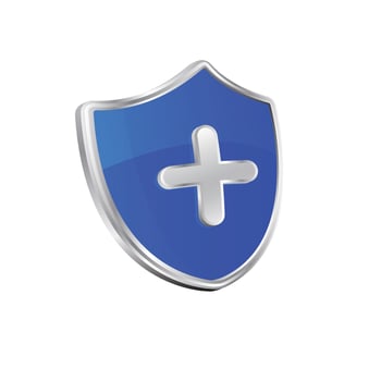 3 Vector medical shield protection symbol with cross sign