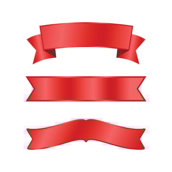 Vector set of red ribbons on white background