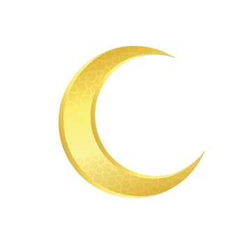 Vector realistic crescent eid golden moon with islamic decoration