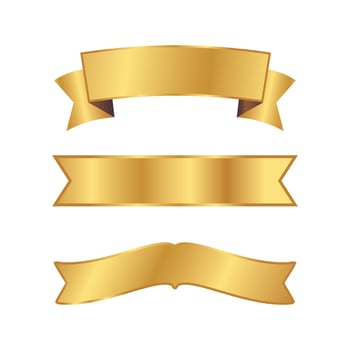 Vector set of golden ribbons on white background.