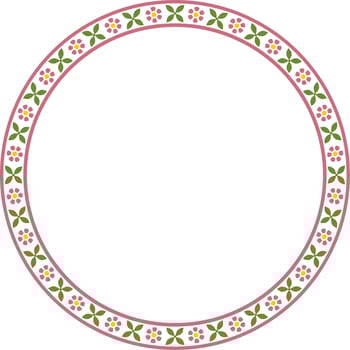 Vector round colorful Indian national ornament. Ethnic plant circle, border. Frame, flower ring. Poppies and leaves